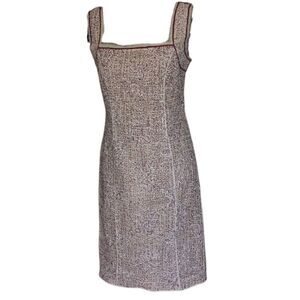 NWOT Worth New York Tweed Shift Dress Red And White Square Neck Sleeveless 6